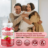 Calcium Magnesium Zinc with Vitamin D3 Supplement, Sugar Free Calcium Gummies for Women Men, High Absorption Zinc Gummies for Bone & Muscle & Immune Health, Vegan Raspberry Flavor - 60 Count