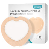 Dimora 10 Pack Wound Dressing Sacrum Foam Bandages Silicone Adhesive Border 7"x7" Waterproof Sacral Pads Absorbent Breathable Bed Sore Pressure Dressing