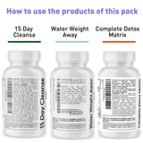 3pk Detox Cleanse Kick Off Weight Management | Colon Cleanser + Water Loss Pills w Dandelion + ACV Full Body Detox + Probiotics | For Flat Stomach, Waistline, Metabolism, Bloating – 90 Pills