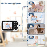 JUAN Video Baby Monitor with Camera and Audio - No WiFi Baby Camera Monitor with 3.2'' IPS Screen for Kids/Pets/Elderly, Pan/Tilt/Zoom Camera, 1000FT, Night Vision, VOX Mode