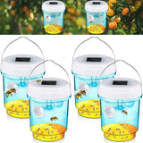 4 Pack Wasp Traps Outdoor Hanging Fly Traps with UV LED Light Solar Powered Hornet Trap Non-Toxic Reusable Hornet Traps Wasp Killer for Indoor Outdoor Patio Garden Home (Blue)