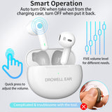 DROWELL EAR Hearing Aids, Hearing Aids for Seniors Rechargeable with Noise Cancelling Hearing Amplifiers for Seniors & Adults Hearing Loss with Portable Charging Case White