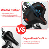 Oversized Comfort Bike Seat, Extra Wide Bike Seat Compatible with Peloton Bike, Electric Bike, Indoor Stationary Exercise Bike or Road Bike, Universal Fit Bicycle Seat Cushion for Men and Women