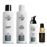 Nioxin System 2 Kit, Cleanse, Condition, and Treat the Scalp for Thicker and Stronger Hair, 3 Month Supply + Sebastian Professional Dark Oil Lightweight Hair Oil, Infused With Jojoba & Argan Oil