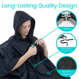 Vive Wheelchair Poncho - Lightweight, Breathable and Waterproof Raincoat - Reusable and Packable Cape With Hood- Men, Women