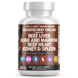 Grass Fed Beef Liver Capsules 3000mg - Premium Quality Beef Organs Supplement Packed with Desiccated Beef Liver, Beef Heart, Beef Spleen, Beef Pancreas Plus Bone and Marrow Dao Enzyme Pills - USA Made
