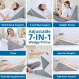 Sasttie Wedge Pillow for Sleeping, Adjustable Bed Wedge Pillow for After Surgery - 9 & 12 Inch, Memory Foam Incline Elevated Triangle Pillow Wedge for Acid Reflux and Snoring, Dark Grey & White