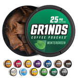 Grinds Coffee Pouches | 3 Cans of Wintergreen | 18 Pouches Per Can | 1 Pouch eq. 1/4 Cup of Coffee (Wintergreen)