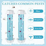 12 Pcs Sticky Fly Trap Fly Stick Indoor Outdoor Long Lasting Adhesive Fly Catcher with Hanging Hook for Wasps Gnats Bugs Insects Moths Fruit Flies Mosquitoes Spiders Fleas (Sky Blue, White)