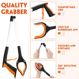 6 Pack Trash Grabber Reacher Tool for Elderly, 32" Foldable Trash Picker Upper Grabber Long Handy Mobility Aids Lightweight Reaching Tool for Pick Up Stick Arm Extension Litter Claw Picker (Orange)