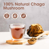 Chaga Tea Bags - Organic Chaga Mushroom Tea - Detox and Digestive Support - Caffeine-Free - 30 bags