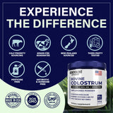 Bovine Colostrum Powder Supplement (3000mg + 40% IgG + No Fillers) Supports Gut & Digestive Health, Muscle Recovery & Growth, Immune Support - Unflavored & Easy to Mix - Grass Fed - 60 servings