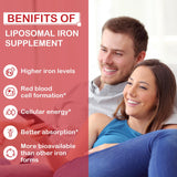 Liposomal Fe Iron Supplement for Women,65 mg Iron Supplement with Folic Acid & Vitamin B12 for Men,Red Blood Cell Production & Energy Support for Adults Iron Deficiency 60 Softgels(1 Bottle)