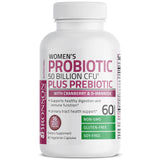 Bronson Women's Probiotic 50 Billion CFU + Prebiotic with Cranberry & D-Mannose – Vaginal Health, Healthy Digestion, Immune Function and Urinary Tract Support, Non-GMO, 60 Vegetarian Capsules