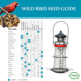 wtreew Solar Lighthouse Bird Feeder with Rotating Beacon - 14" Hanging Mesh Wild Bird Feeders for Eaves, Balcony, Trees, Hooks, Best Bird Feeder Gifts for Bird Lovers,Women,Kids,Elderly(Retro Black)