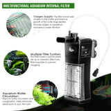 AQQA Aquarium Internal Filter, Submersible Power Filter in-Tank with Adjustable Water Flow, Ultra Silent Biochemical Sponge Filtration for Fish Tank Water Clean