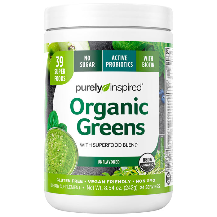 Greens Powder Smoothie Mix Purely Inspired Organic Greens Powder Superfood, Unflavored, 24 Servings (Package May Vary), 8.57 Ounce (Pack of 1)