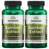 Swanson Bamboo Extract - Natural Hair, Skin and Nails Supplement - 70% Silica Content Supporting Collagen Formation & Bone Growth - (60 Veggie Capsules, 300mg Each) 2 Pack