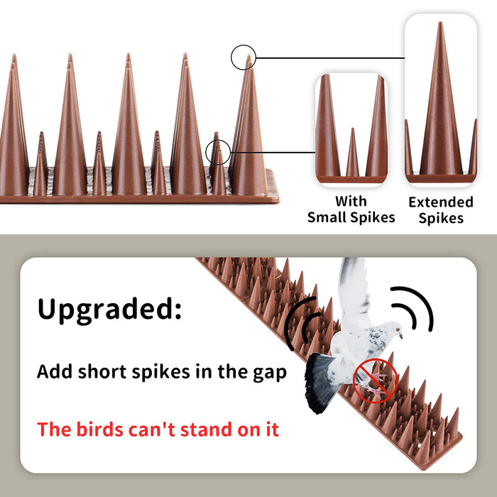 EcoGrowth Bird Spike for Bird Cat Squirrel, Fence Spike to Keep Pigeon Raccoon Away, Bird Spikes Security for Railing, Roof - 22 Pack (21.6 FT)