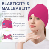 EXQUISLIFE Migraine Headache Relief Cap, Gel Ice Head Wrap, Hot and Cold Therapy, Headache Eyes Mask for Sinus, Puffy Eyes, Tension and Stress Relief (Hot Pink)