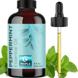 Peppermint Essential Oil for Diffuser Aromatherapy - 100% Pure Peppermint Oil for Hair Skin and Nails Plus Undiluted Refreshing Aromatherapy Essential Oil for Diffusers Baths and Topical Uses 4oz