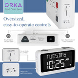 ORKA Talking Clock. Voice Recordable Medication Pill Reminder. Talking Alarm Clock for Dementia, Hearing, Visually impaired Seniors-Digital Day Clock with Multiple Customized Alarms Ex Large White