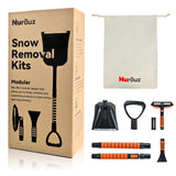 Nurouz Snow Removel Kits, Snow Shovel, Snow Brush, Ice Scrapers for Car Windshield-Non-Scratch, Folding Snow Shovel, Retractable Snow Brush Pusher, Extendable from 34" to 56" with Storage Bag