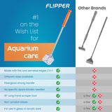 FL!PPER Flipper Platinum Scraper and Fish Tank Cleaner with Serrated Blade for Glass and Acrylic | Hand Algae Remover for Aquariums Professional Fish Tank Accessories | 18” Rigid Shaft