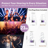 Hearprotek High Fidelity Concert Ear Plugs, 2 Pairs Noise Reduction Music Earplugs, Hearing Protection for Musicians, Festival, DJ’s, Nightclub, Concerts, Drummers, Party 23dB (Purple)