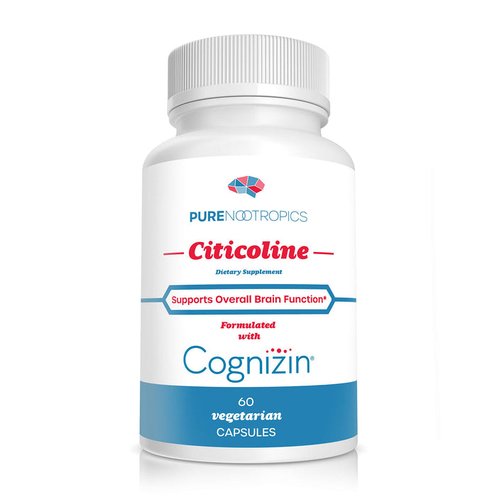 Pure Nootropics - CDP Choline (Citicoline) Capsules 300 mg Capsules | 60 Veg Cap Value Pack | Supports Cognitive Function and Performance, Memory, Attention and Brain Health | Bioavailable Cognizin