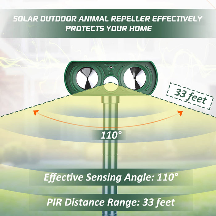 Lubatis Pack of 2 Solar Ultrasonic Animal Repeller Deer Repellent & Cat Repellent Outdoor for Garden Rabbit Squirrel Repellent for Yard - Motion Activated to Deter Animals