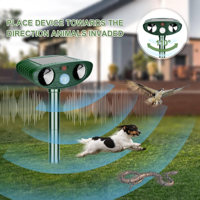 Lubatis 2 Pack Solar Animal Repeller Ultrasonic Animal Repellent Outdoor with Motion Sensor Animal Deterrent Waterproof for Cat Squirrel Deer Raccoon Skunk Rabbit Fox and More