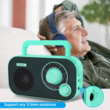 DreamSky AM FM Portable Radio Plug in Wall or Battery Operated for Home & Outdoor, Strong Reception, Large Dial Easy to Use, Transistor Antenna, Headphone Jack, Small Gifts for Seniors Elderly