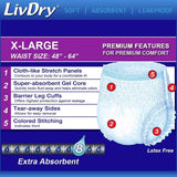 LivDry Adult XL Incontinence Underwear, Extra Absorbency Adult Diapers, Leak Protection, X-Large, 56-Pack
