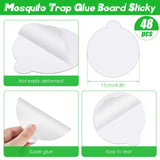 Kittmip 48 Pack Insect Trap Refillable Glue Boards Sticky Fruit Fly Trap Mosquito Fly Killer for Mosquitoes Fruit Flies Gnats Moths Fits Most Models Indoor Outdoor Lamp(Round)