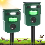 Solar Animal Repeller Ultrasonic Cat Repellent Outdoor with Motion Sensor LED Strobe Light Alarm Sound Raccoon Repellent, 2 Pcs Animal Deterrent Deer Repellent Devices for Garden Yard Farm