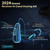 Aimsumy RIC Hearing Aids for Seniors Rechargeable Receiver-in-Canal Hearing Aid with Noise Cancelling-Nearly Invisible Digital Hearing Aid Adapts to Mild to Severe Hearing Loss for Adults (Beige)