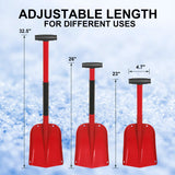 CARTMAN 32.5 Inch Folding Emergency Snow Shovel 3 Piece Aluminum Lightweight Portable Sport Utility Shovel for Car Trunk Camping Garden Beach, Red