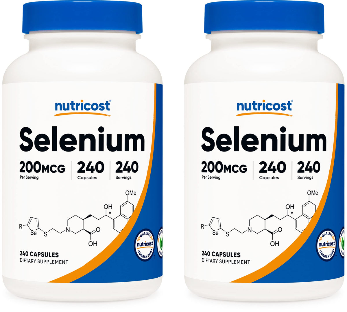 Nutricost Selenium 200mcg, 240 Veggie Caps (2 Bottles) - Non-GMO, Glut