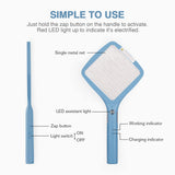 mafiti 2 in 1 Electric Fly Swatter Rechargeable with Flashlight Mosquito Zapper Bug Zapper Racket Fly Killer Indoor Outdoor Camping Accessories (Blue)