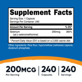 Nutricost Selenium 200mcg, 240 Veggie Caps (2 Bottles) - Non-GMO, Gluten Free L-Selenomethionine