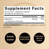 Magnesium Glycinate 500mg Per Serving | 240 Veggie Capsule, 100% Chelated & Purified – Non-GMO & Gluten Free
