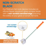 FL!PPER Flipper Platinum Scraper and Fish Tank Cleaner with Serrated Blade for Glass and Acrylic | Hand Algae Remover for Aquariums Professional Fish Tank Accessories | 18” Rigid Shaft