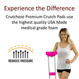 Crutcheze Premium USA Made Crutch Pad and Hand Grip Covers | Comfortable Underarm Padding Washable Breathable Moisture Wicking Orthopedic Products Accessories (Hot Pink)
