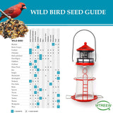 wtreew Solar Lighthouse Bird Feeder with Rotating Beacon - 14" Hanging Mesh Wild Bird Feeders for Eaves, Balcony, Trees, Hooks, Ideal Bird Feeder Gifts for Bird Lovers,Women,Kids,Elderly(Apple Red)