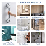 TAILINK 16 inch Shower Grab Bar Suction Cup, Grab Bars for Shower and Bathroom, Safety Handrail for Elderly and Seniors, Waterproof Removable & Reusable No Drilling Bathtub Handle, Grey