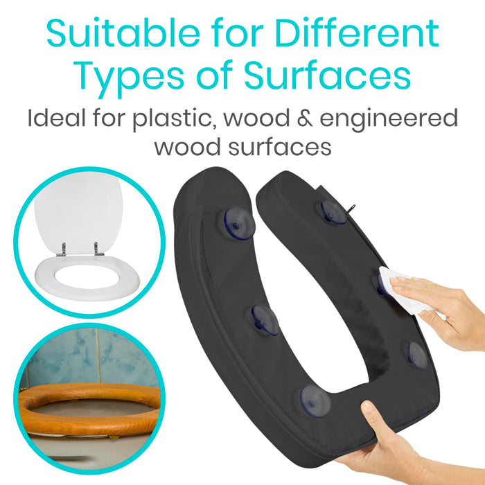 Vive Toilet Seat Cushion (Soft Cushioned Foam) - Easy Clean Soft Padded Bathroom Attachment - Elongated, Standard Seats - Comfort and Support Donut for Handicap, Adults (2" Cushioned Foam, Black)