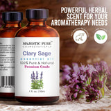 MAJESTIC PURE Clary Sage Essential Oil, Premium Grade, Pure and Natural, for Aromatherapy, Massage, Topical & Household Uses, 1 fl oz