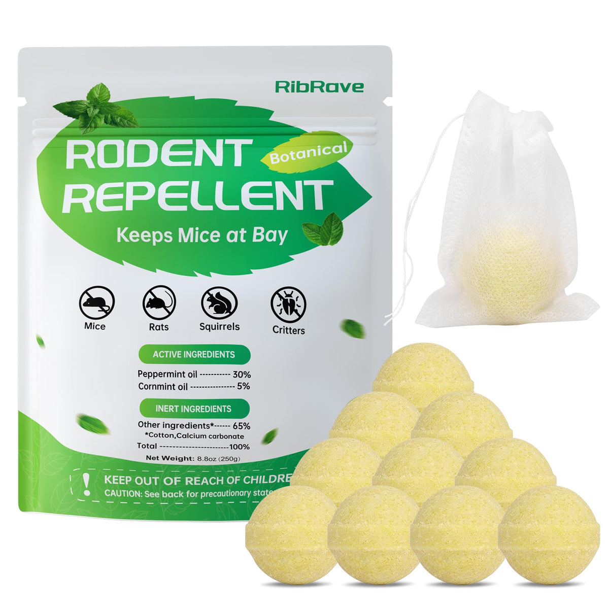 RibRave 10 Packs Rodent Repellent Ball, Mice Rat Repellent, Rodent Rep