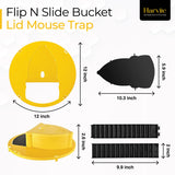 Second Generation, Flip n Slide Bucket Lid Mouse Trap - Indoor Outdoor, 5 Gallon Bucket Compatible, Multi Catch, Auto Reset, Slide Bucket Lid Mouse Rat with Ramp